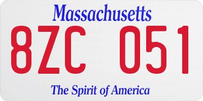 MA license plate 8ZC051