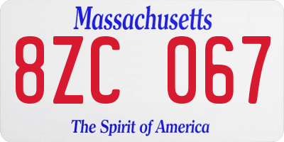 MA license plate 8ZC067