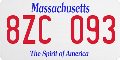 MA license plate 8ZC093