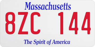 MA license plate 8ZC144