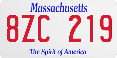 MA license plate 8ZC219