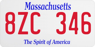 MA license plate 8ZC346