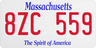 MA license plate 8ZC559
