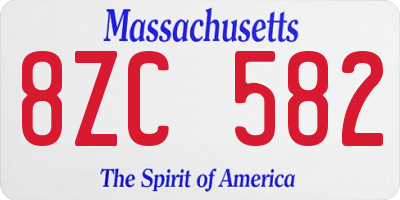 MA license plate 8ZC582