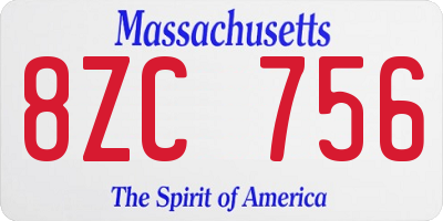 MA license plate 8ZC756