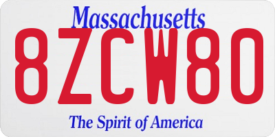 MA license plate 8ZCW80