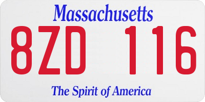MA license plate 8ZD116