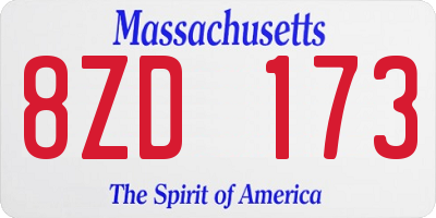 MA license plate 8ZD173