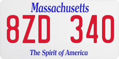 MA license plate 8ZD340