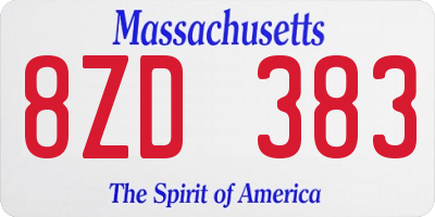 MA license plate 8ZD383