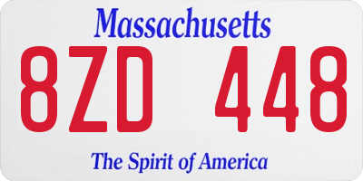 MA license plate 8ZD448