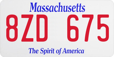 MA license plate 8ZD675