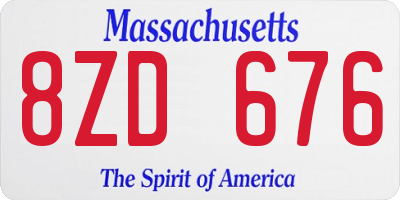 MA license plate 8ZD676