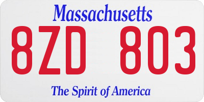 MA license plate 8ZD803