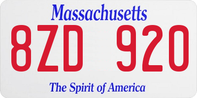 MA license plate 8ZD920
