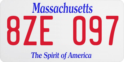 MA license plate 8ZE097