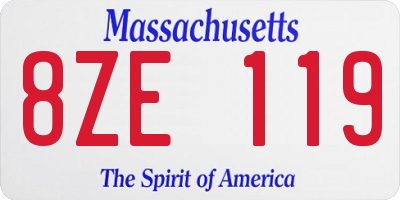 MA license plate 8ZE119
