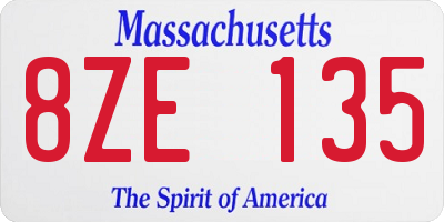MA license plate 8ZE135