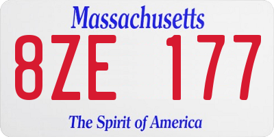 MA license plate 8ZE177