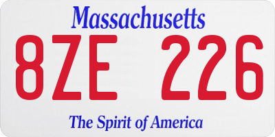 MA license plate 8ZE226