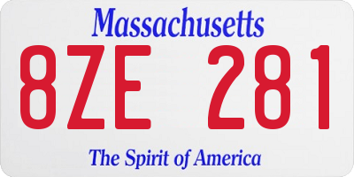 MA license plate 8ZE281