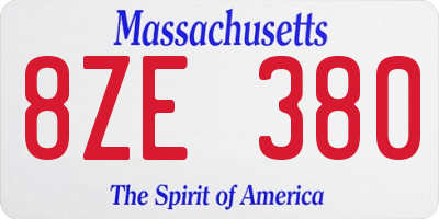 MA license plate 8ZE380