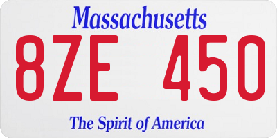 MA license plate 8ZE450