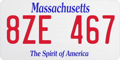MA license plate 8ZE467