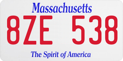 MA license plate 8ZE538