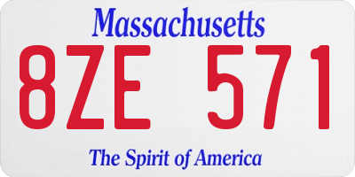 MA license plate 8ZE571
