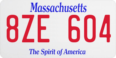 MA license plate 8ZE604