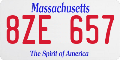 MA license plate 8ZE657