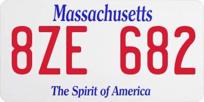 MA license plate 8ZE682