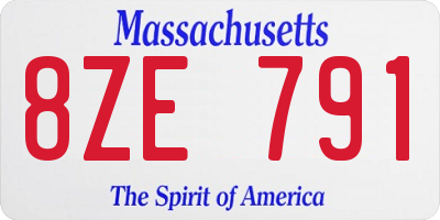 MA license plate 8ZE791