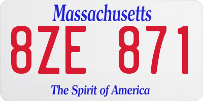 MA license plate 8ZE871