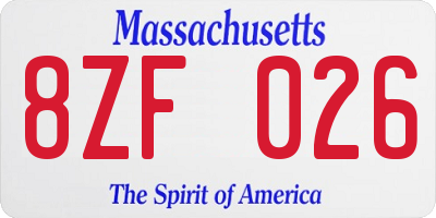 MA license plate 8ZF026