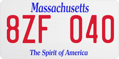 MA license plate 8ZF040