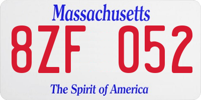 MA license plate 8ZF052