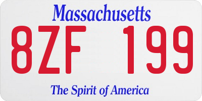 MA license plate 8ZF199