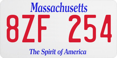 MA license plate 8ZF254
