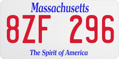 MA license plate 8ZF296