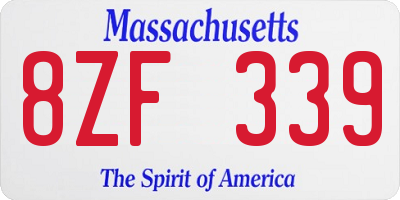 MA license plate 8ZF339