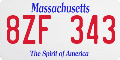 MA license plate 8ZF343