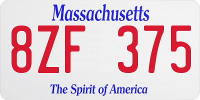 MA license plate 8ZF375