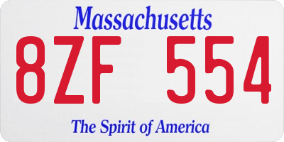 MA license plate 8ZF554