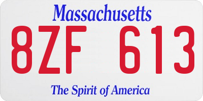 MA license plate 8ZF613