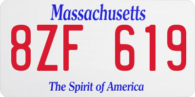 MA license plate 8ZF619