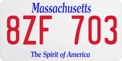MA license plate 8ZF703