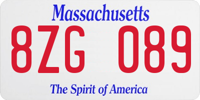MA license plate 8ZG089