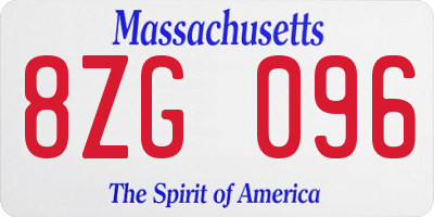 MA license plate 8ZG096
